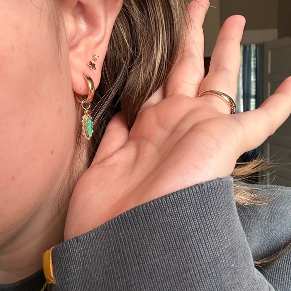 10k custom one of a kind opal and citrine hoop charms - Picture 3 of 10